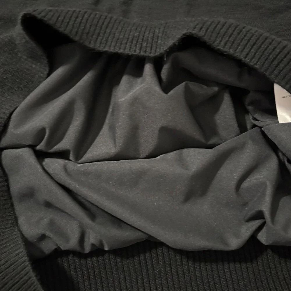 Sunice Windstopper Mens L 1/4 Zip Golf Sweater Black 100% Wool‎ Lined Pullover